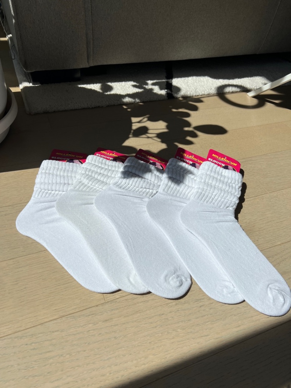 White Crew Slouch Socks - Pack of 5